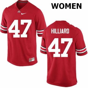 NCAA Ohio State Buckeyes Women's #47 Justin Hilliard Red Nike Football College Jersey RPX1045HQ